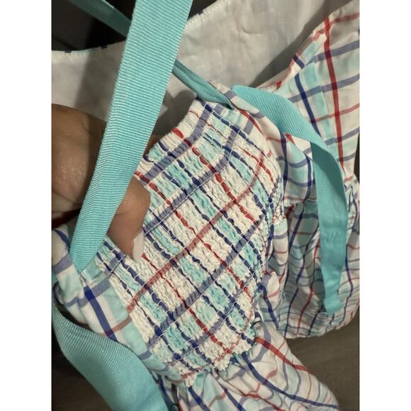 Classic Prep Plaid Dress girls size 6 Lines Cotton elastic Back EUC - Picture 3 of 8